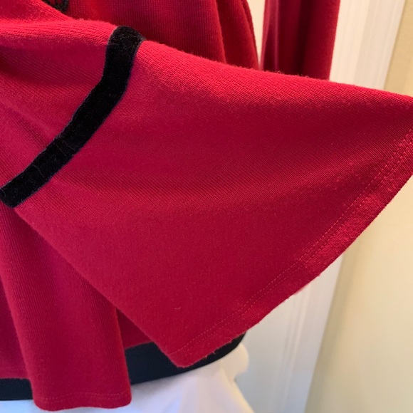August Silk burgundy bell sleeve velvet trim sz M - Picture 4 of 5